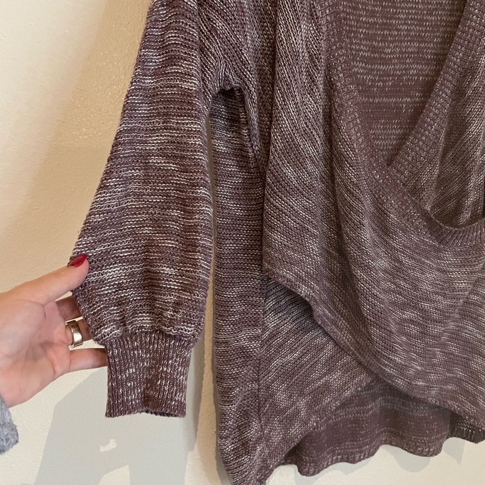 Express S Purple Knit Wrap Front Cross Sweater - Picture 3 of 8